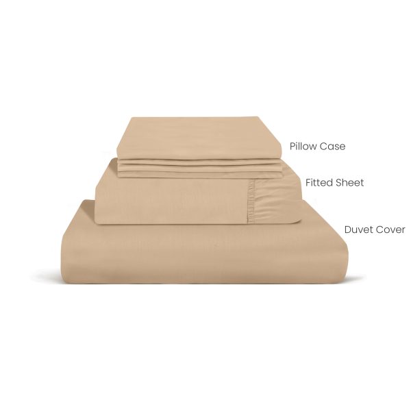 Solid Beige bedsheet set from ulinen.ae